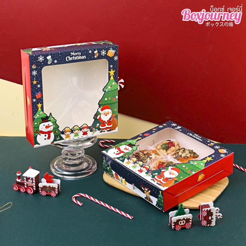 กล่องเค้ก 1 ปอนด์ทรงเตี้ย ลาย Snowy Hug