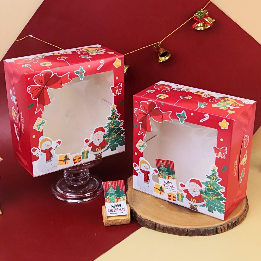 2-Pound Cake Box, Merry red Design  24.5x24.5x10.5 cm.