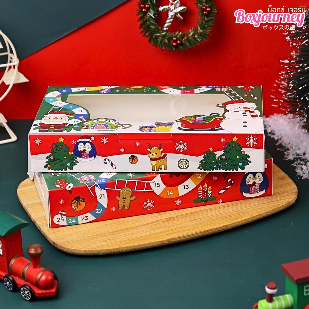 กล่องบราวนี่ทรงแบน ลาย Xmas Funland