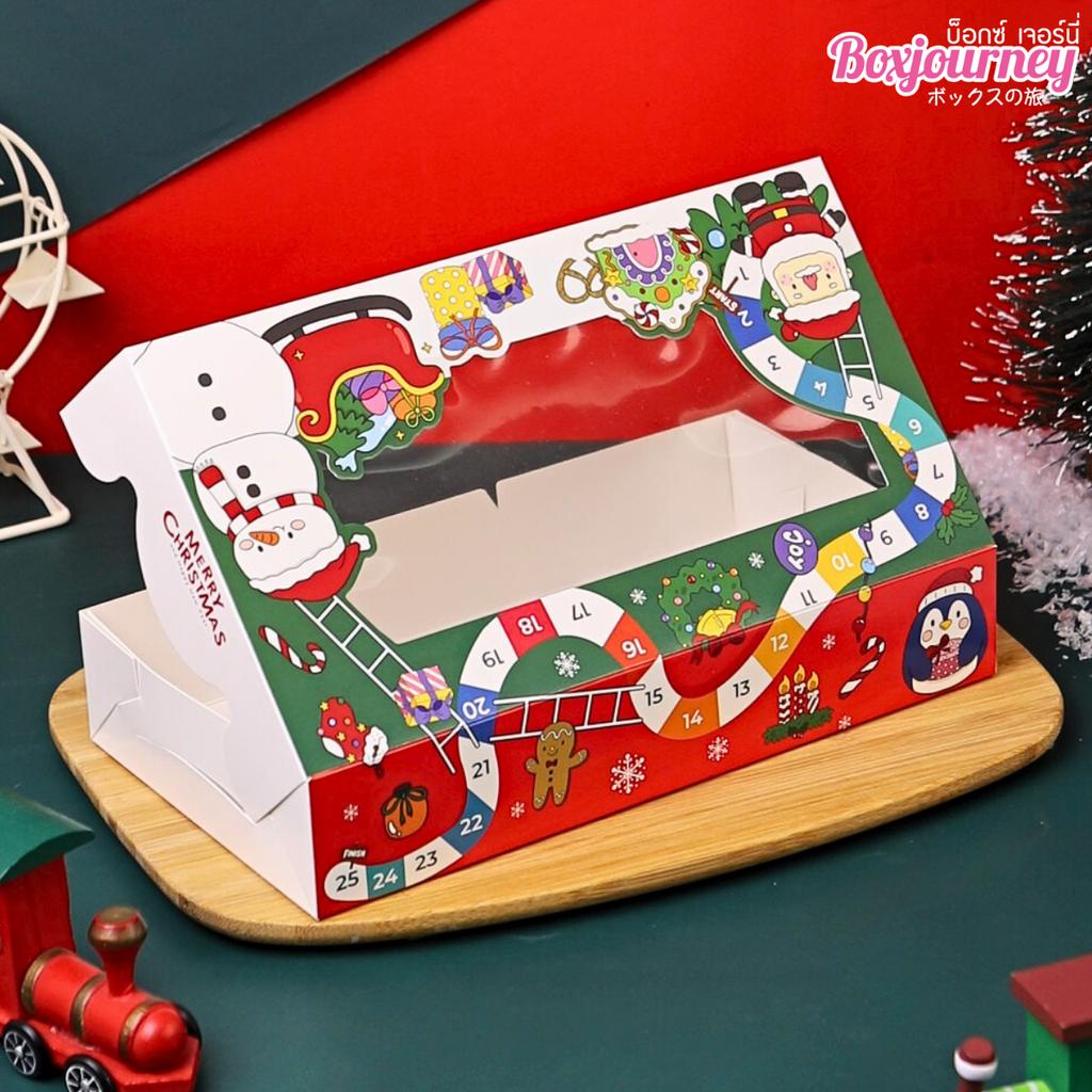 กล่องบราวนี่ทรงแบน ลาย Xmas Funland