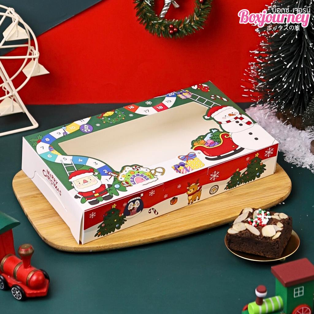 กล่องบราวนี่ทรงแบน ลาย Xmas Funland