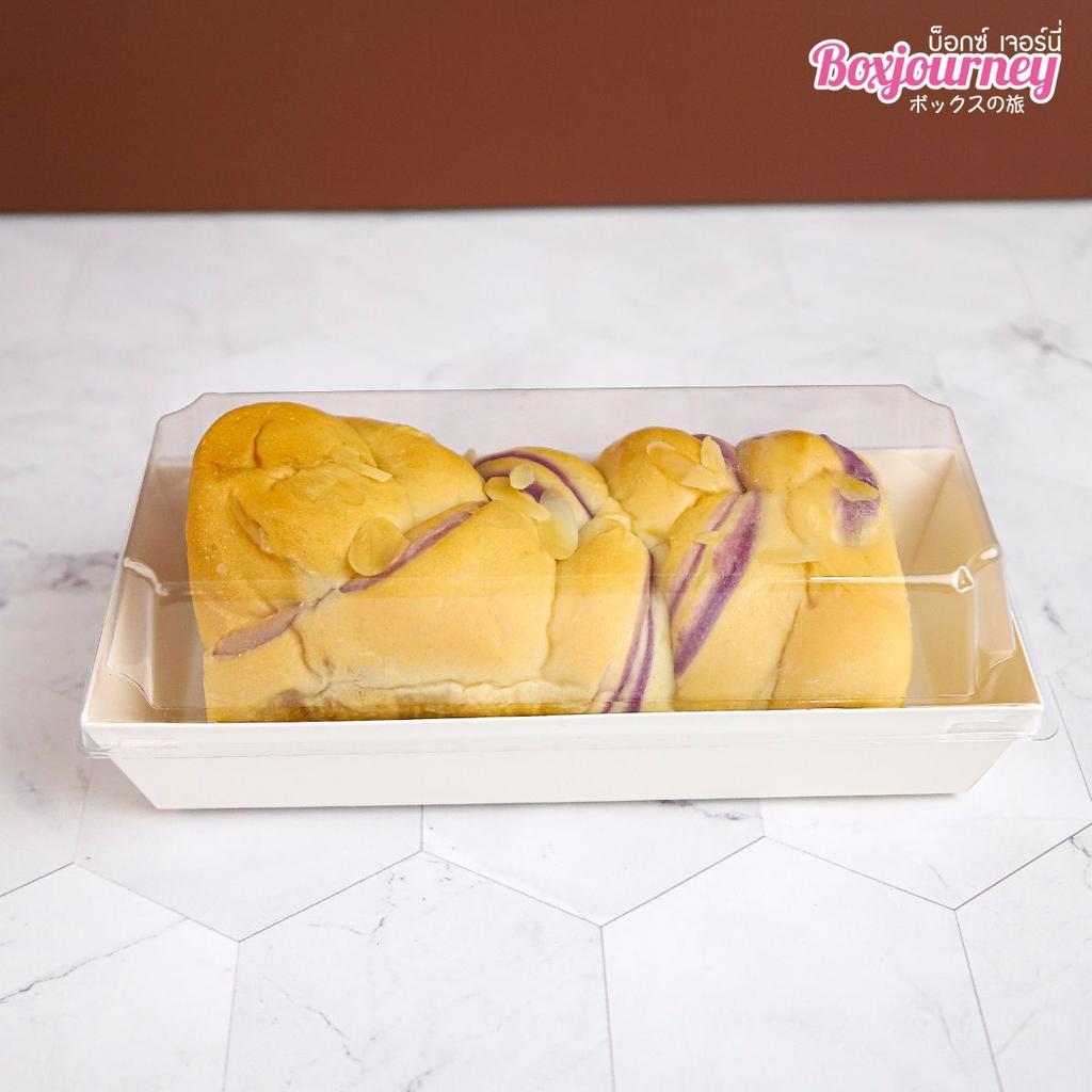 กล่องขนมทรงยาวสีขาว ฝาใส ไซส์ M