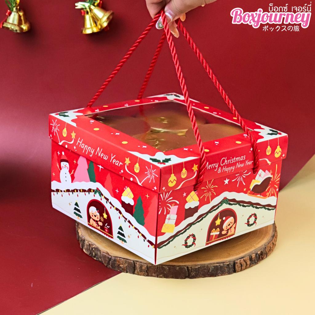 กล่องคุกกี้หูหิ้ว ลาย X-mas delight  18.5x18.5x11 ซม.