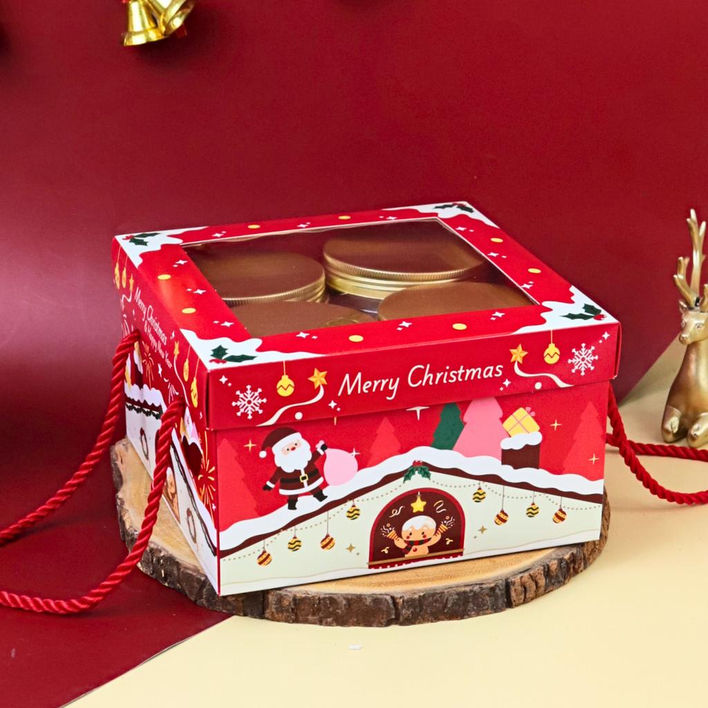 กล่องคุกกี้หูหิ้ว ลาย X-mas delight  18.5x18.5x11 ซม.