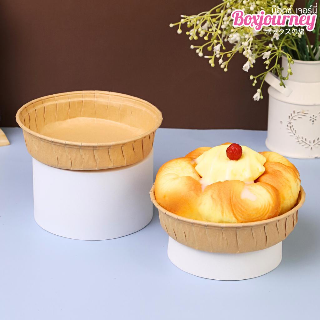 ถาดกระดาษ อบขนมทรงกลม สีคราฟท์ ขนาด 4 นิ้ว