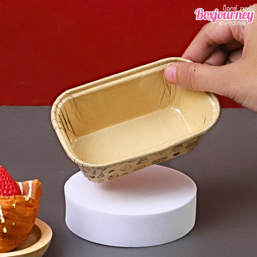 ถ้วยกระดาษอบขนมทรงยาว คราฟท์  ลายเบเกอรี่