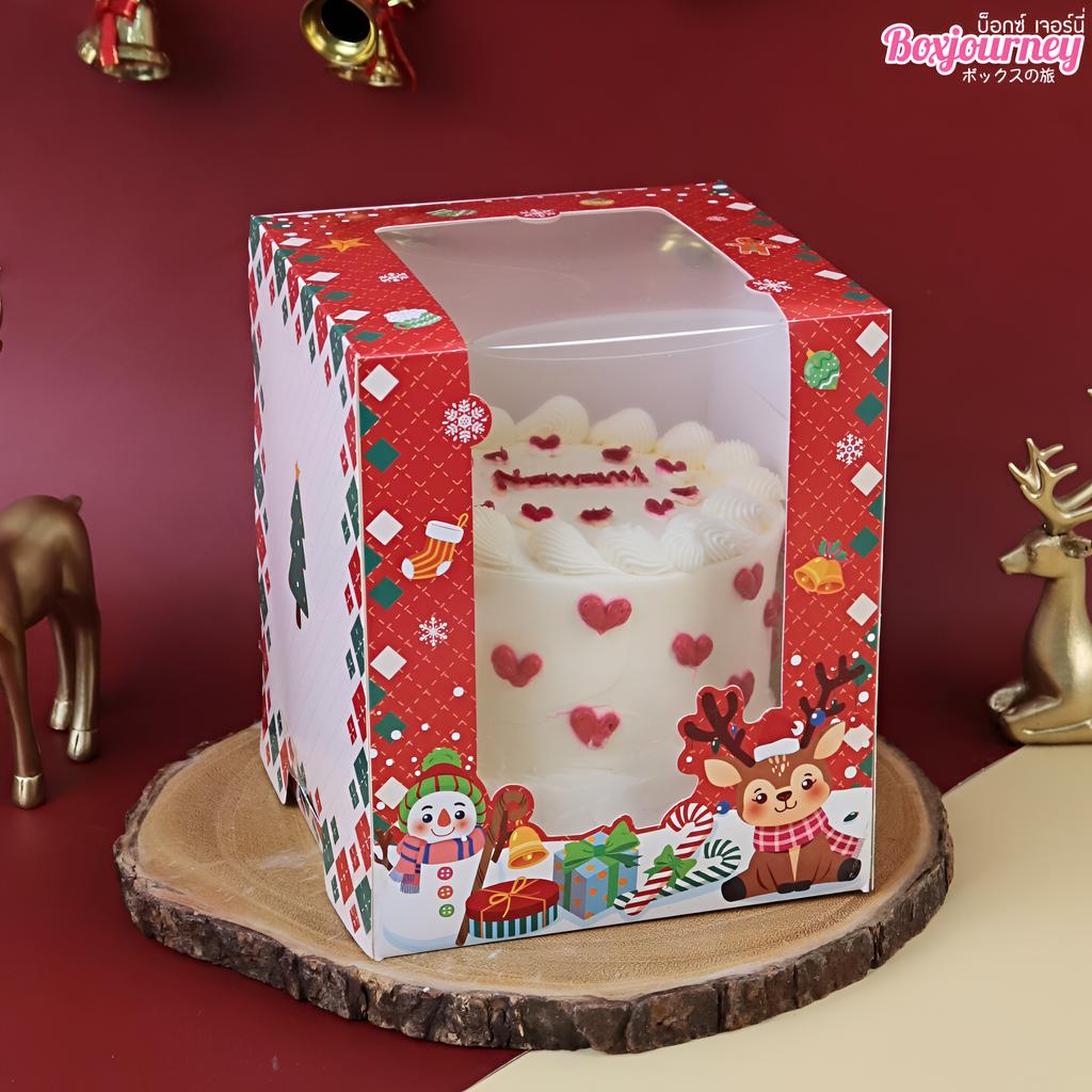 tall half pound cake box v-shape window Cozy hug design 15x15x18 cm.