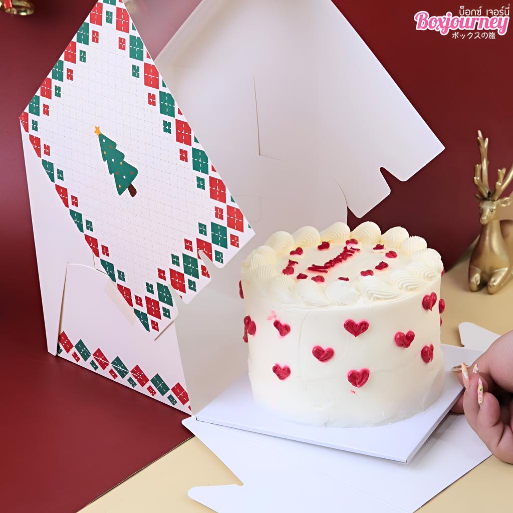 tall half pound cake box v-shape window Cozy hug design 15x15x18 cm.