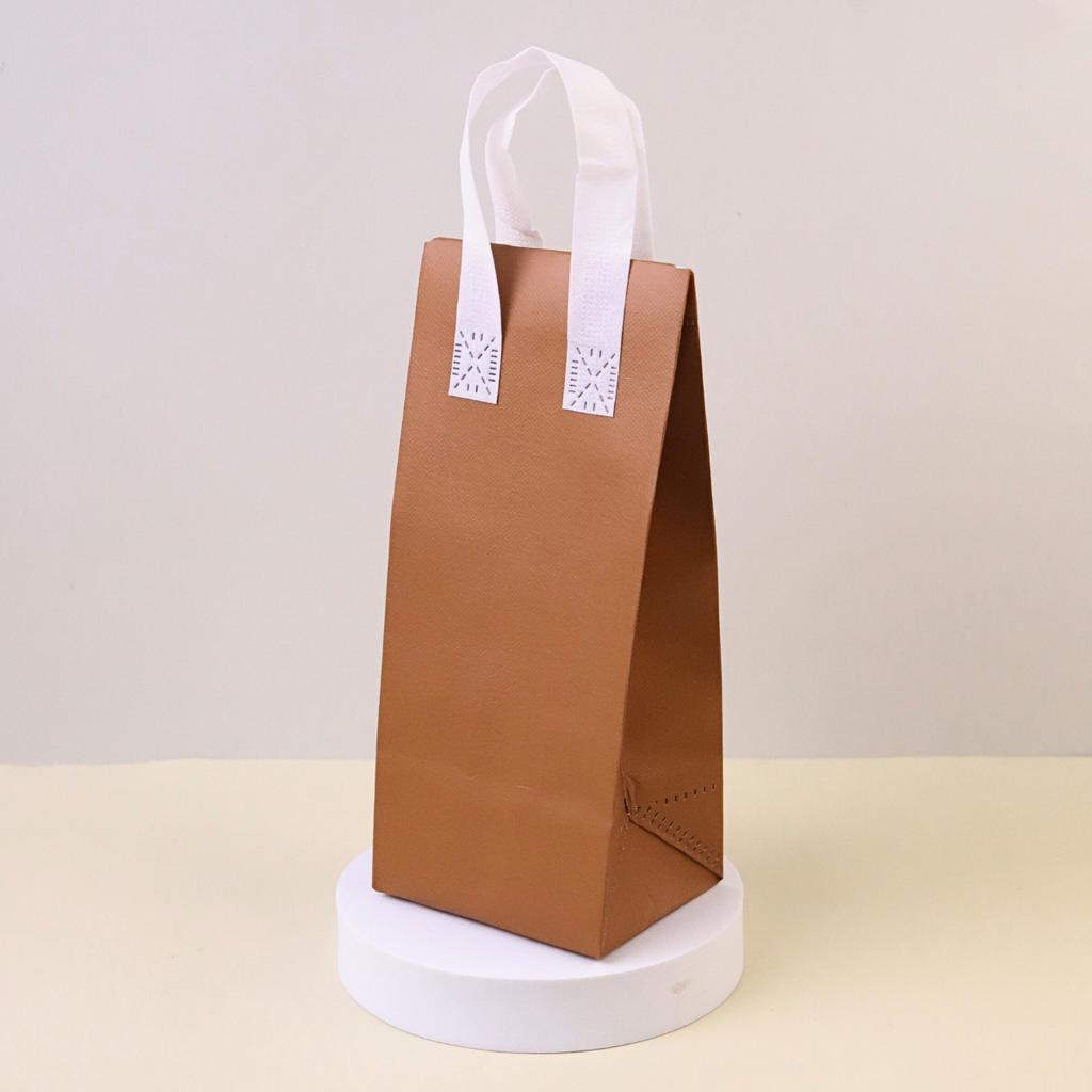Single Cup Insulated Fabric Bag - Brown