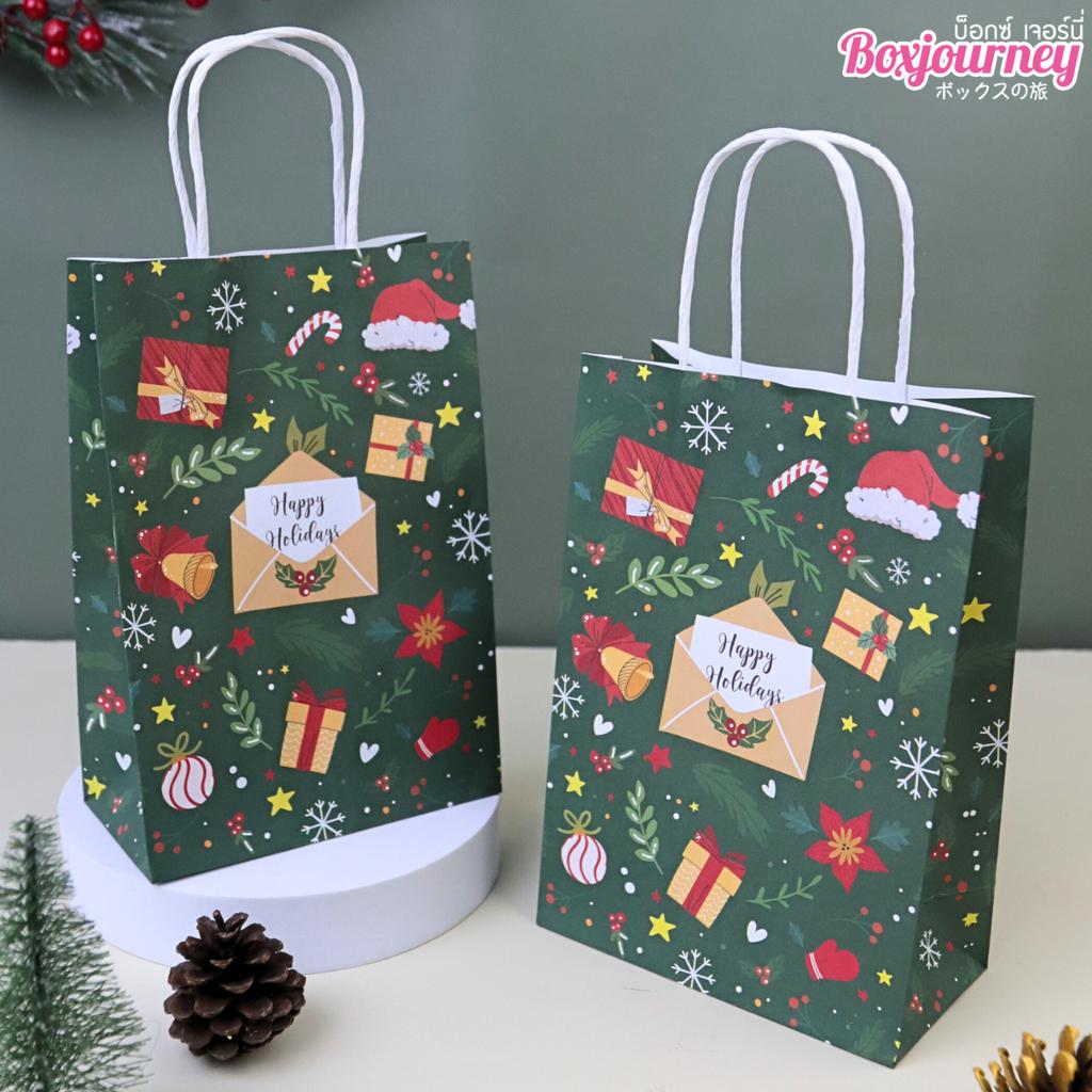 ถุงกระดาษหูเกลียว ลาย Festive Joy 15x8x21 ซม.