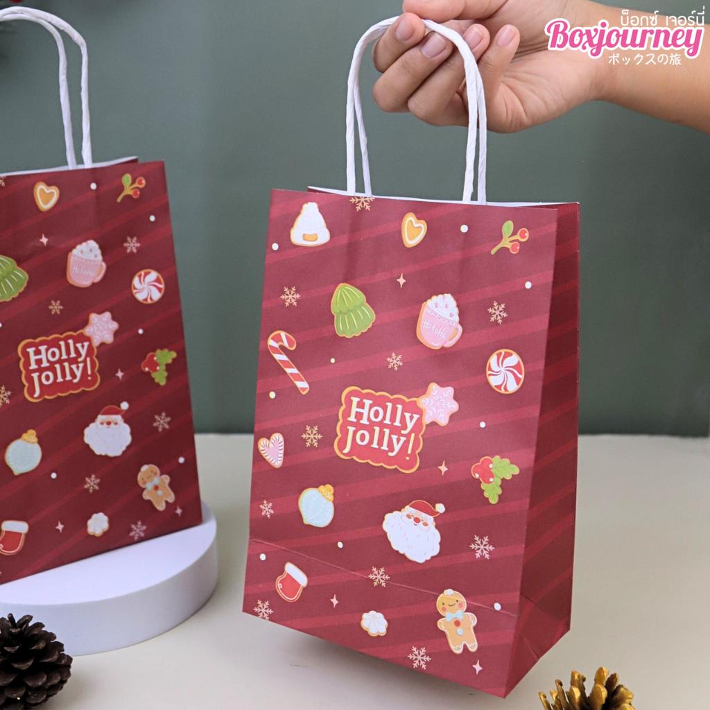 ถุงกระดาษหูเกลียว ลาย Sweet Jolly 15x8x21 ซม.