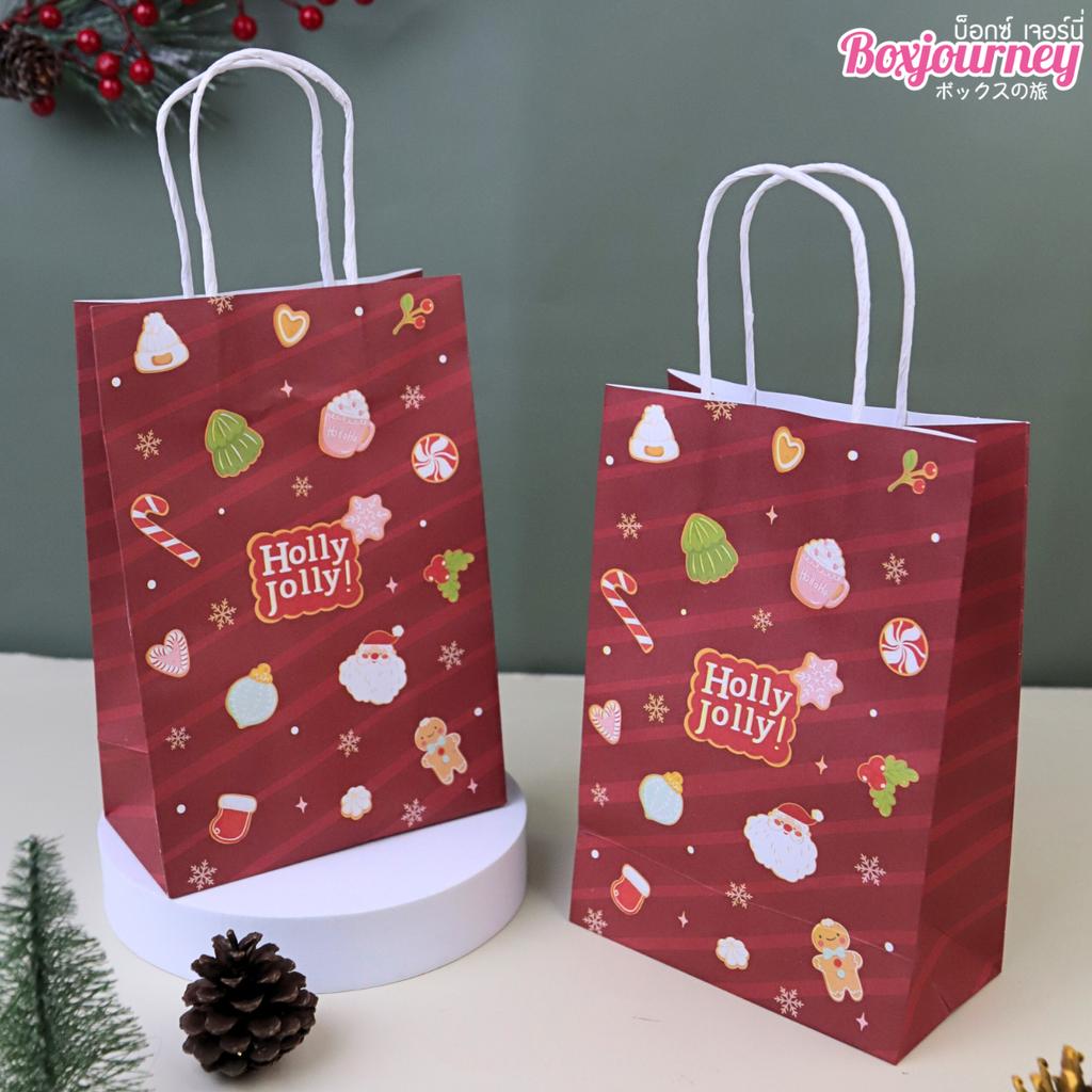 ถุงกระดาษหูเกลียว ลาย Sweet Jolly 15x8x21 ซม.