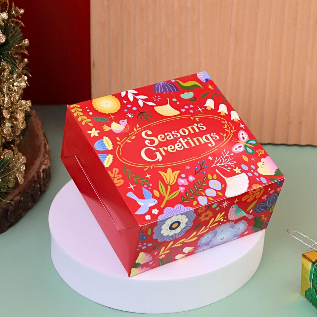 กล่องสแน็คเล็ก ลาย Season geeting 12.7x12.7x6.5 ซม.