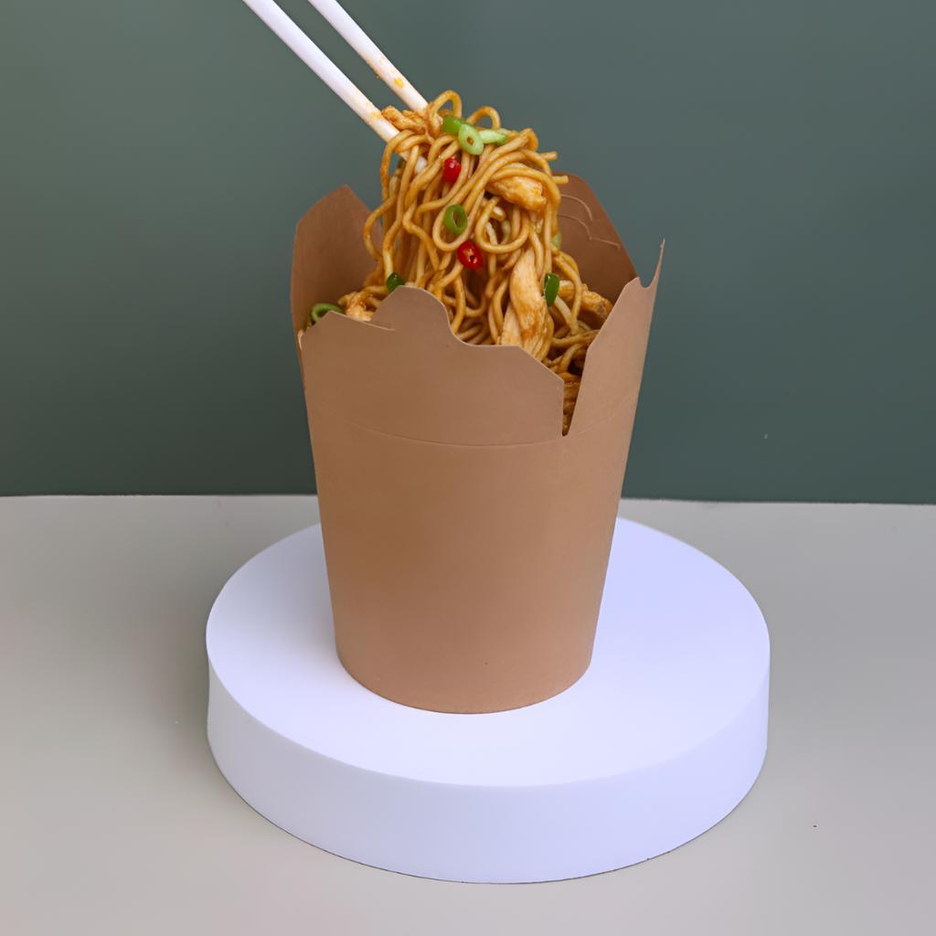 กล่องหมี่ไก่ฉีก คราฟท์  16 ออนซ์