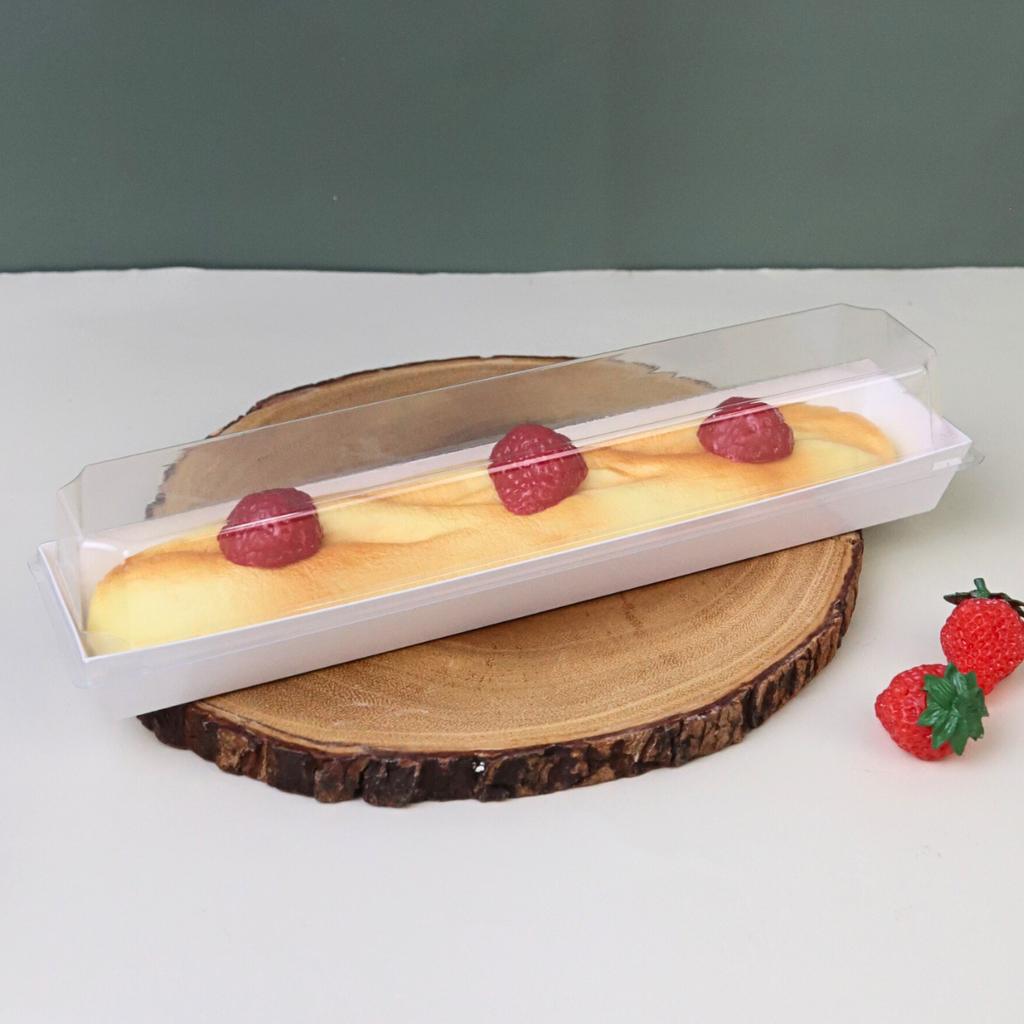 กล่องขนมทรงยาวสีขาว ฝาใส ไซส์ XL