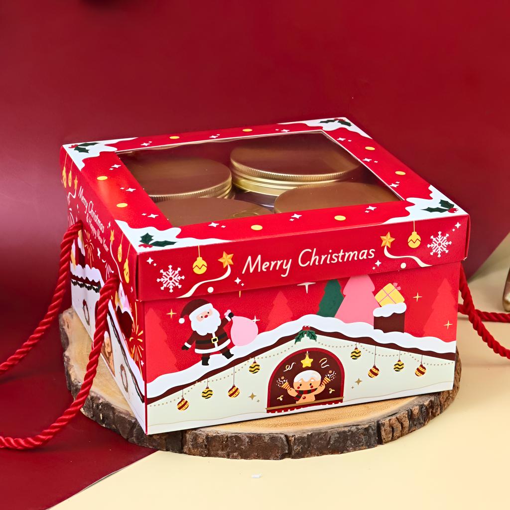 กล่องคุกกี้หูหิ้ว ลาย X-mas delight  18.5x18.5x11 ซม.