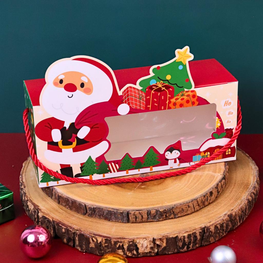 กล่องคุกกี้หูหิ้ว ลาย Santa & Little Friends 9x26x11 ซม.