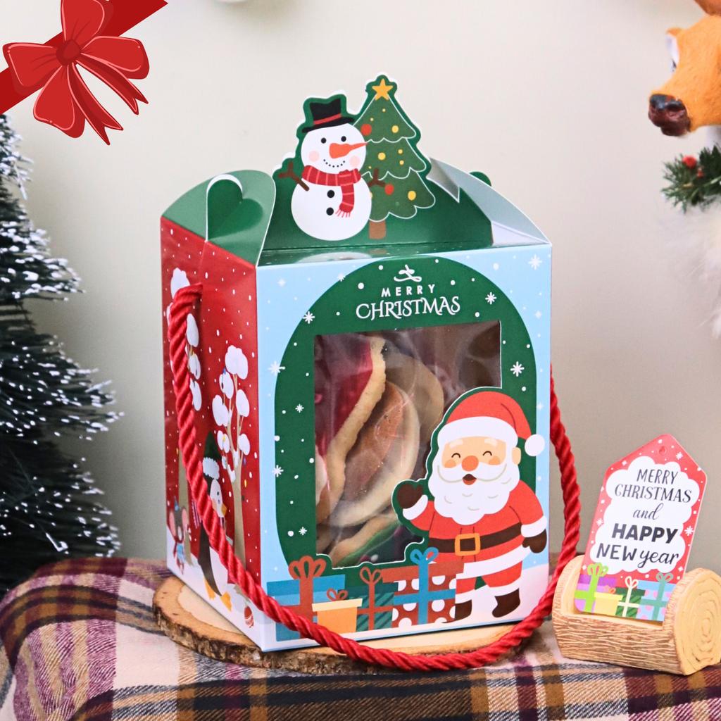 กล่องคุกกี้หูหิ้ว ลาย Santa’s Little 10.5x10.5x13 ซม.