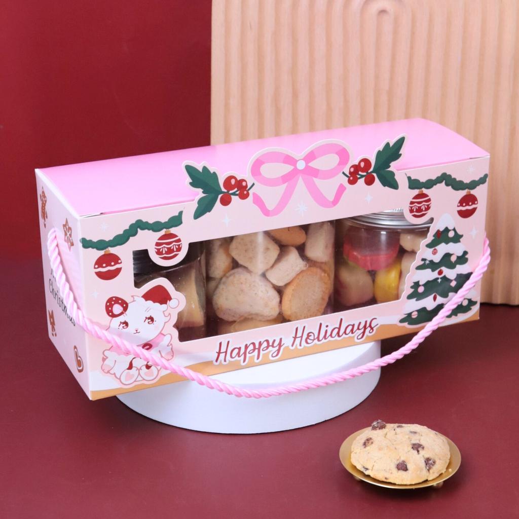 กล่องคุกกี้หูหิ้ว ลาย Nanami Xmas holiday 9x26x11 cm