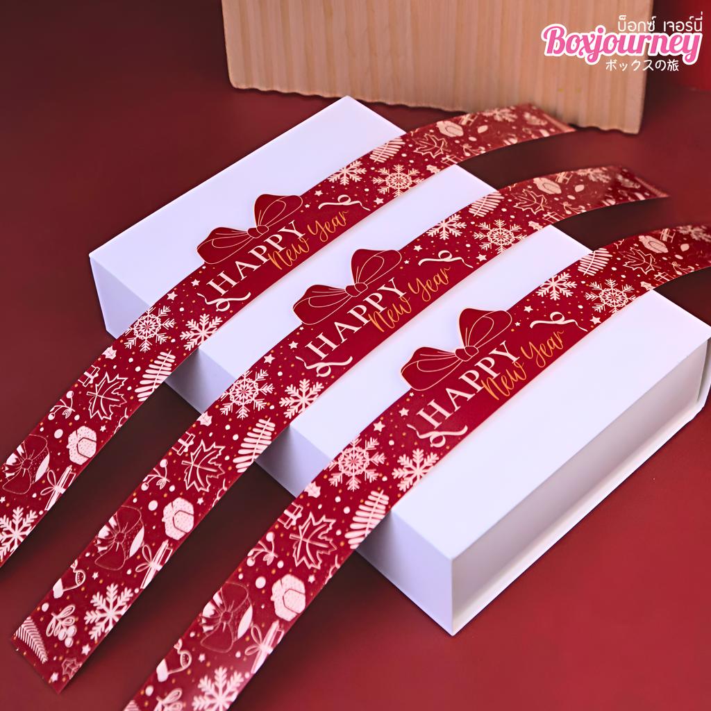 สายคาดกล่อง ลาย Red Sparkle ขนาด 3.5x42 ซม.