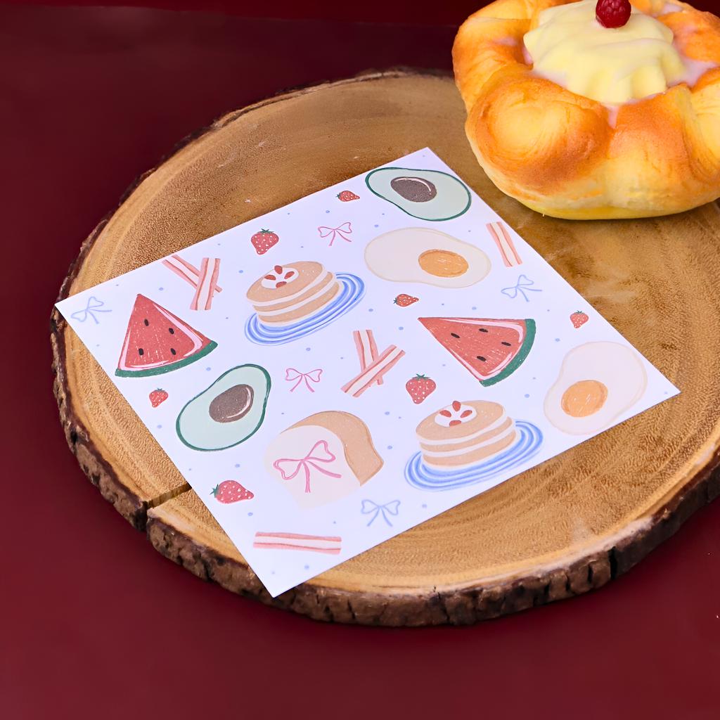 กระดาษรองอาหาร ลายSweet Morning ขนาด 6x6 นิ้ว (ไม่เคลือบ)