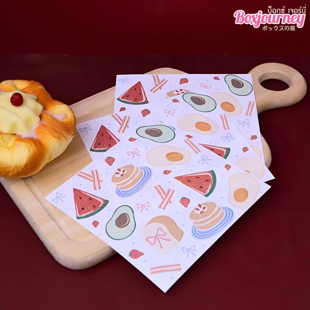 กระดาษรองอาหาร ลายSweet Morning ขนาด 6x6 นิ้ว (ไม่เคลือบ)