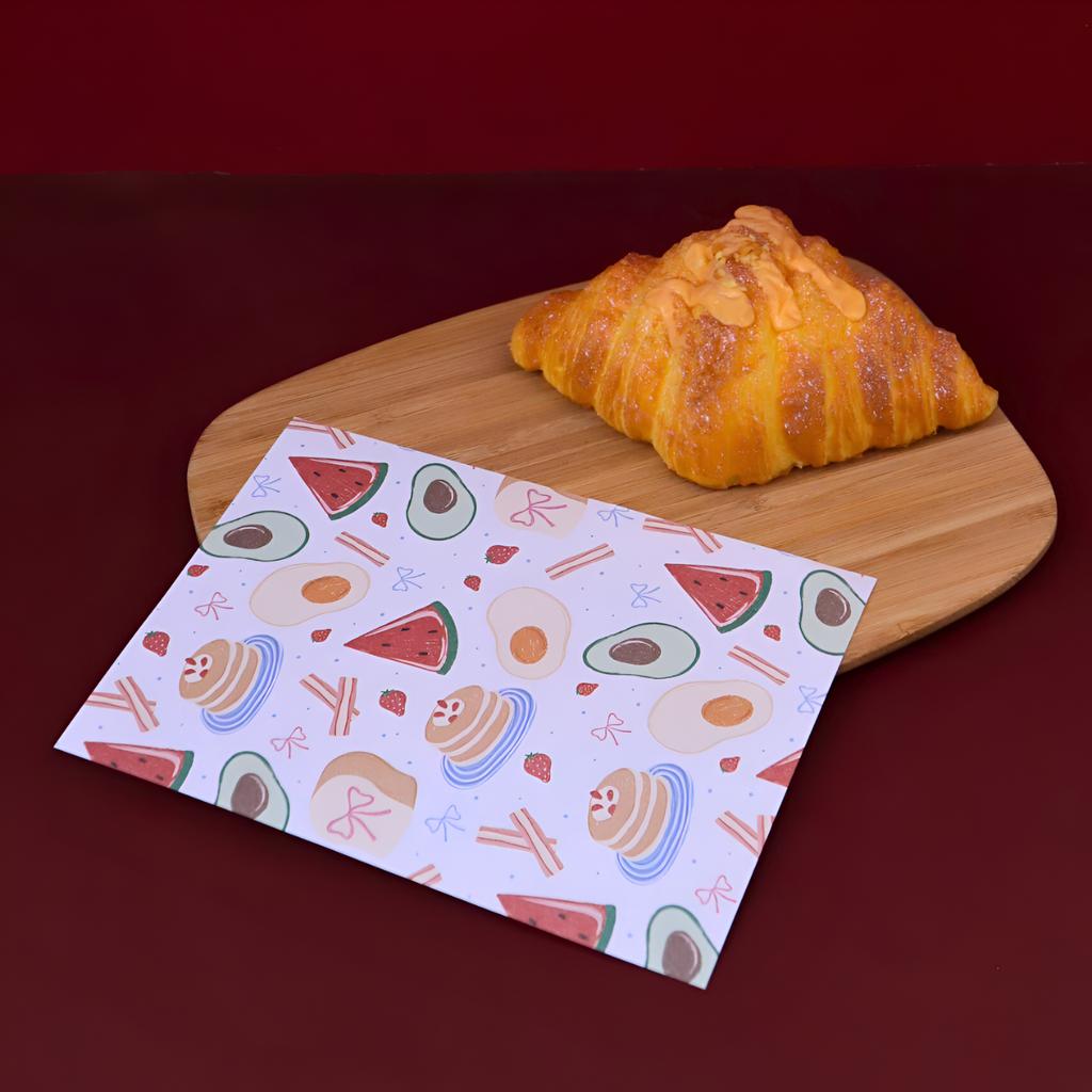 กระดาษรองอาหาร ลาย Sweet Morning ขนาด 6x8 นิ้ว (ไม่เคลือบ)