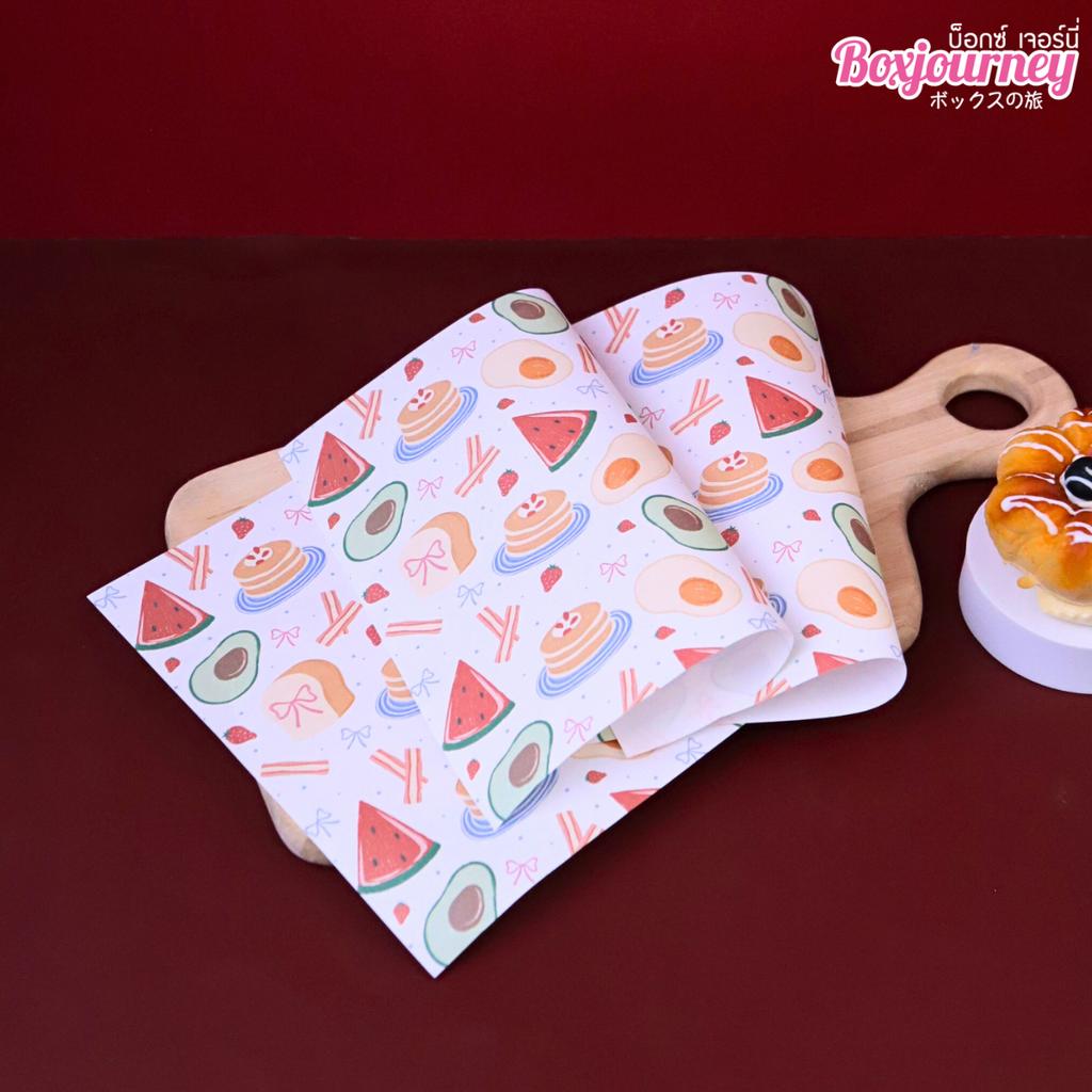 กระดาษรองอาหาร ลาย Sweet Morning ขนาด 8x8 นิ้ว (ไม่เคลือบ)