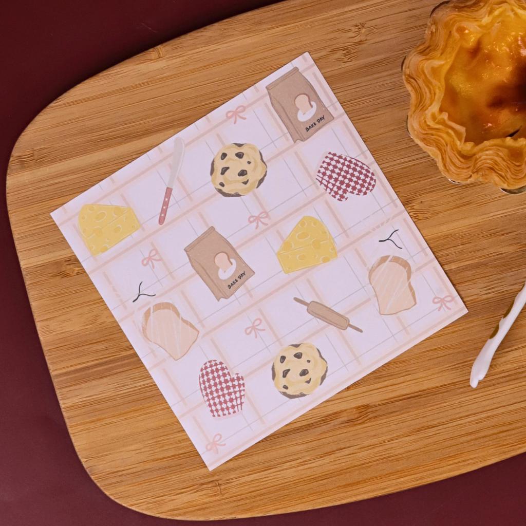 กระดาษรองอาหาร ลาย Little Bakery ขนาด12x12 ซม. (ไม่เคลือบ)