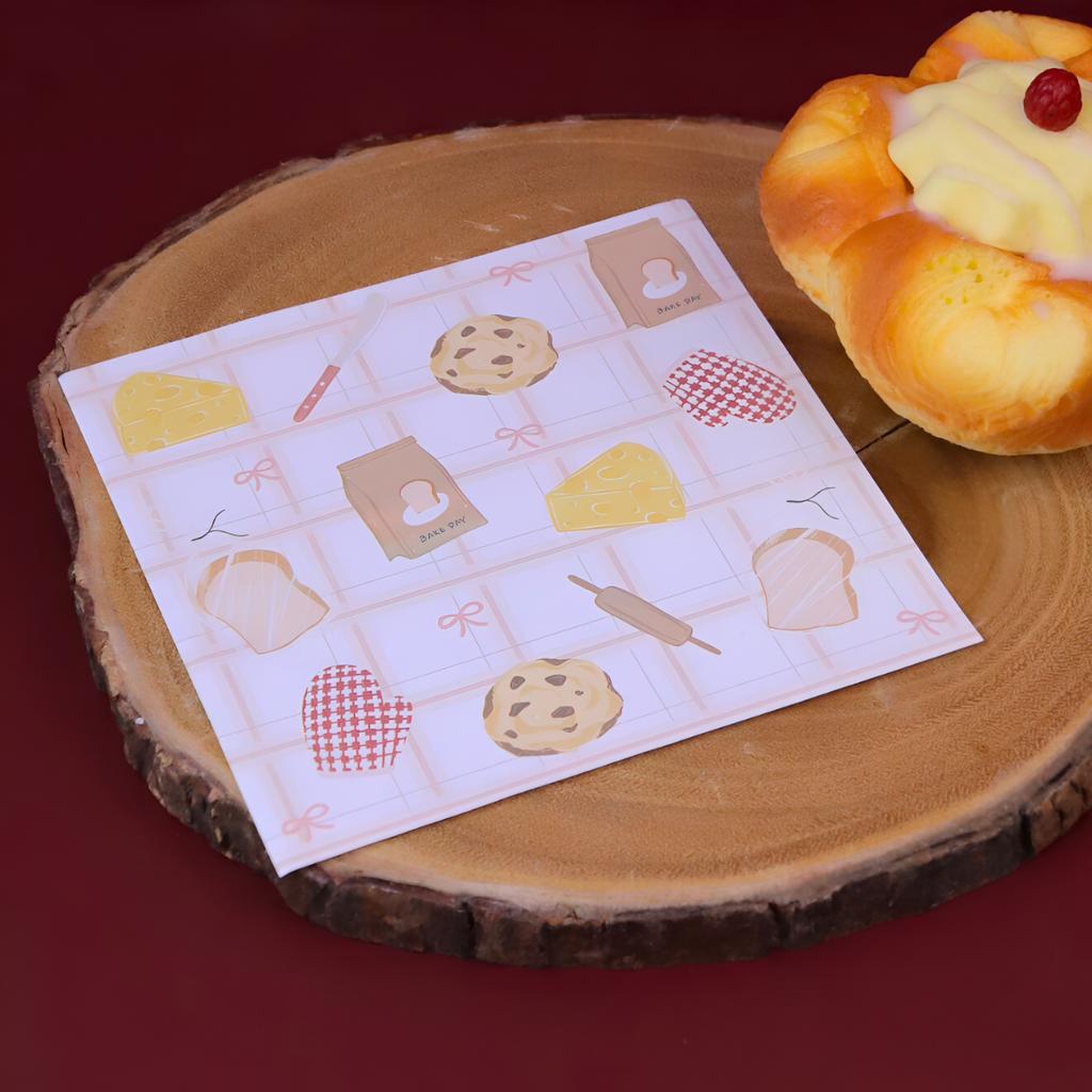 กระดาษรองอาหาร ลาย Little Bakery ขนาด 6x6 นิ้ว (ไม่เคลือบ)