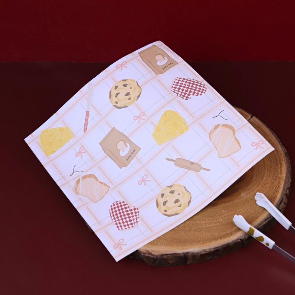 กระดาษรองอาหาร ลาย Little Bakery ขนาด 8x8 นิ้ว (ไม่เคลือบ)