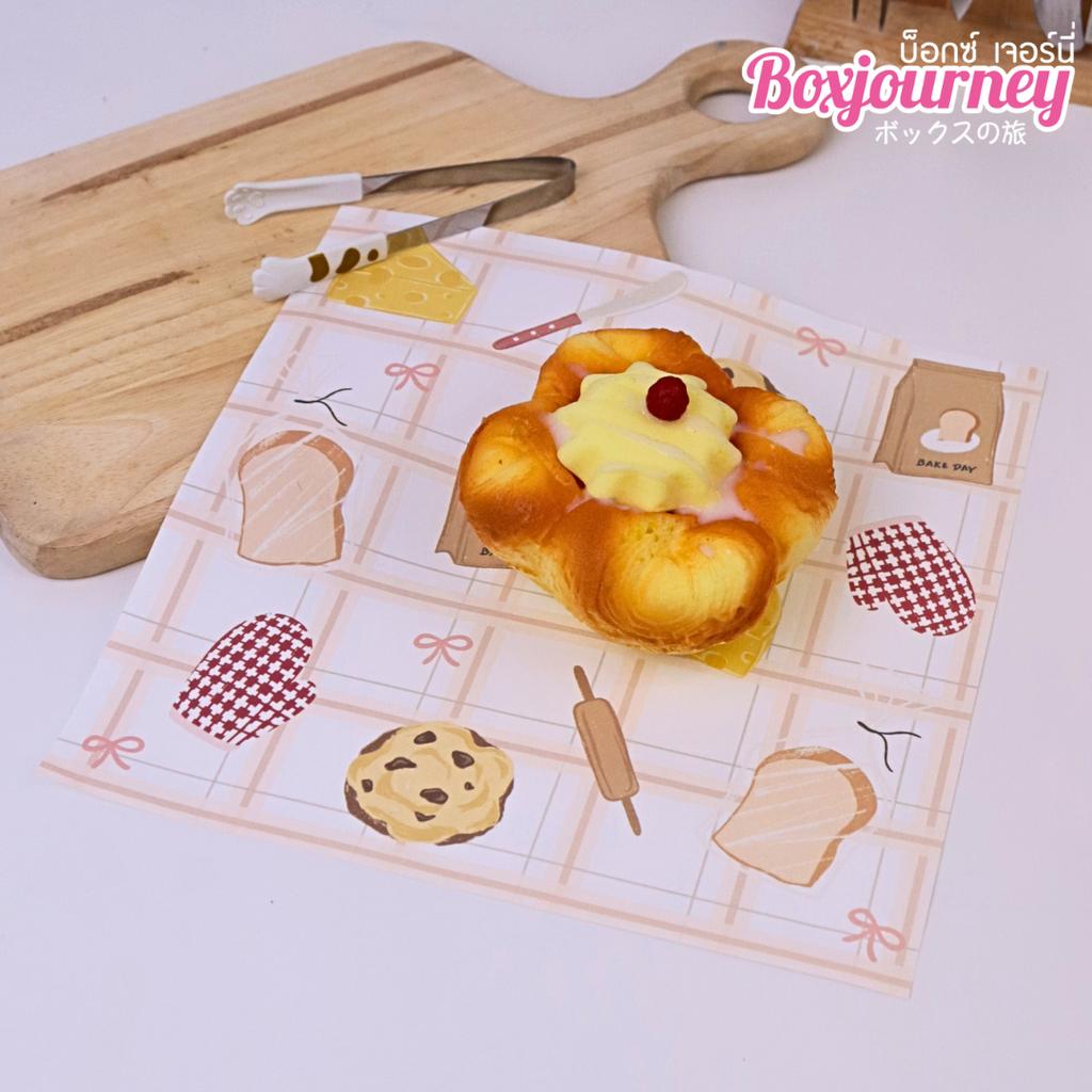 กระดาษรองอาหาร ลาย Little Bakery ขนาด 10x10 นิ้ว (ไม่เคลือบ)
