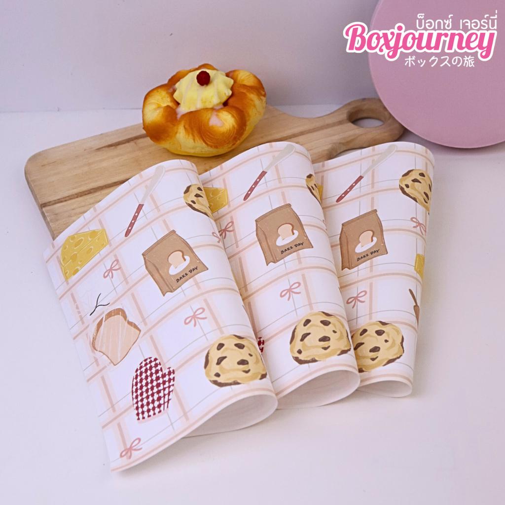 กระดาษรองอาหาร ลาย Little Bakery ขนาด 10x10 นิ้ว (ไม่เคลือบ)