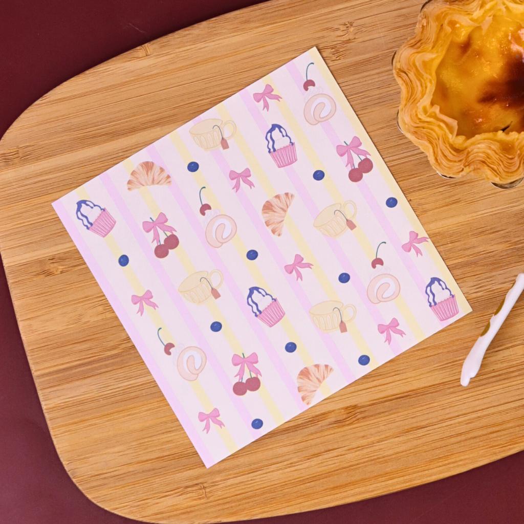 กระดาษรองอาหาร ลาย Sweet Tea Time ขนาด 12x12 ซม. (ไม่เคลือบ)