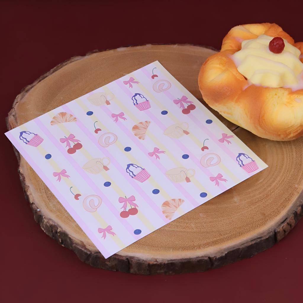 กระดาษรองอาหาร ลาย Sweet Tea Time  ขนาด 6x6 นิ้ว (ไม่เคลือบ)
