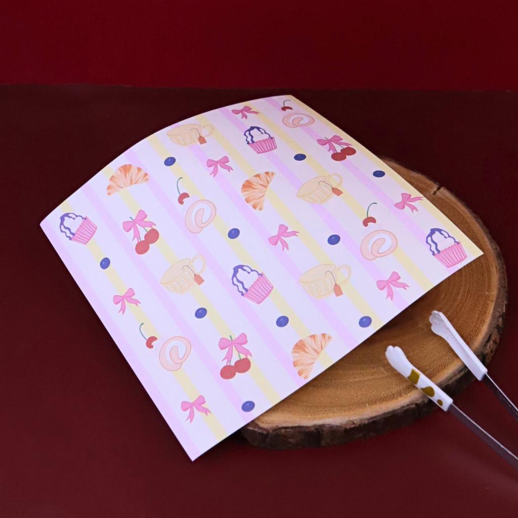 กระดาษรองอาหาร ลาย Sweet Tea Time  ขนาด 8x8 นิ้ว (ไม่เคลือบ)
