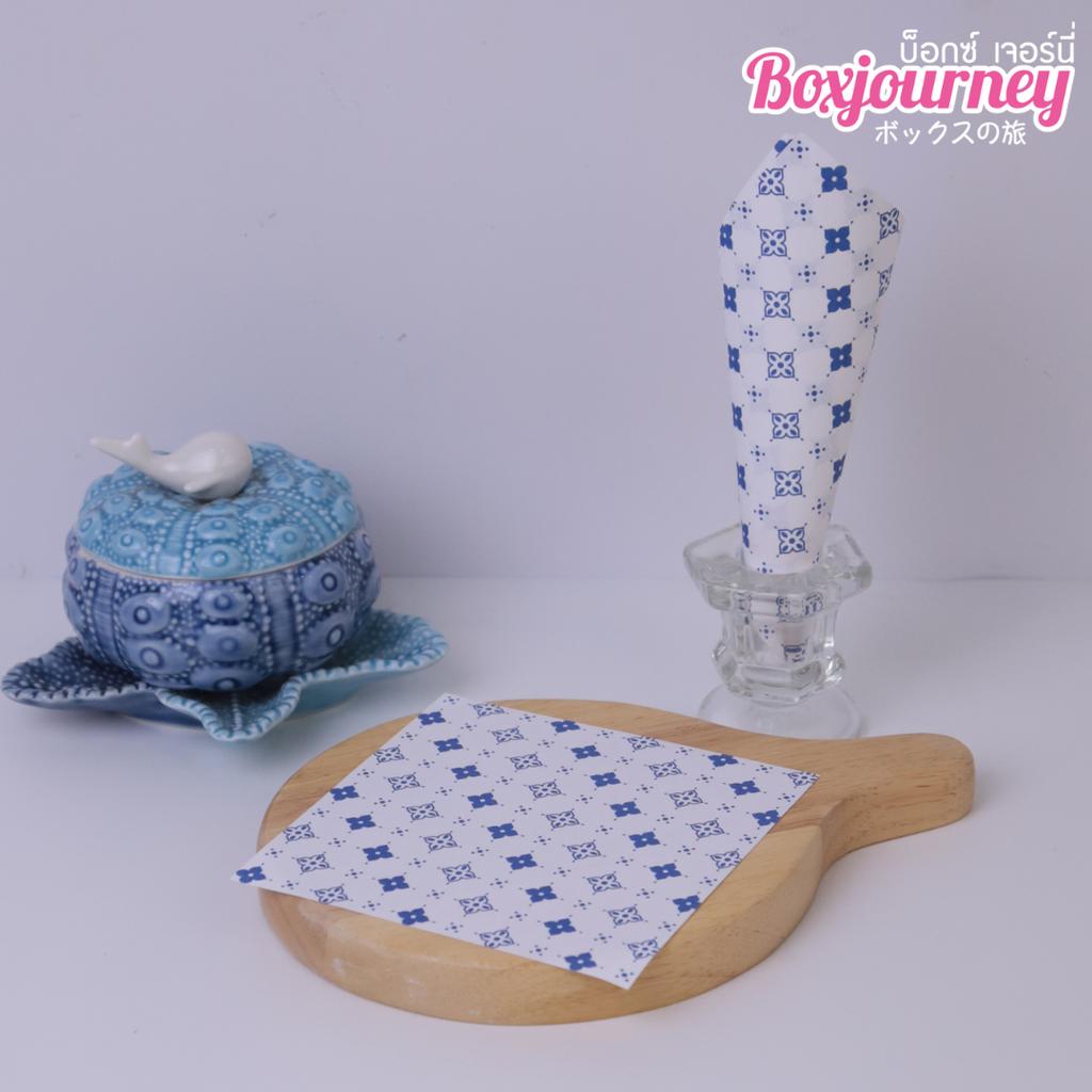 กระดาษรองอาหาร ลาย Royal Thai Blue ขนาด 12x12 ซม. (ไม่เคลือบ)