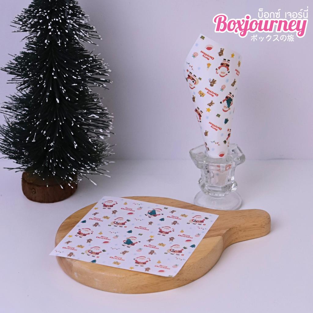 กระดาษรองอาหาร ลาย Ginger & Santa ขนาด 12x12 ซม. (ไม่เคลือบ)