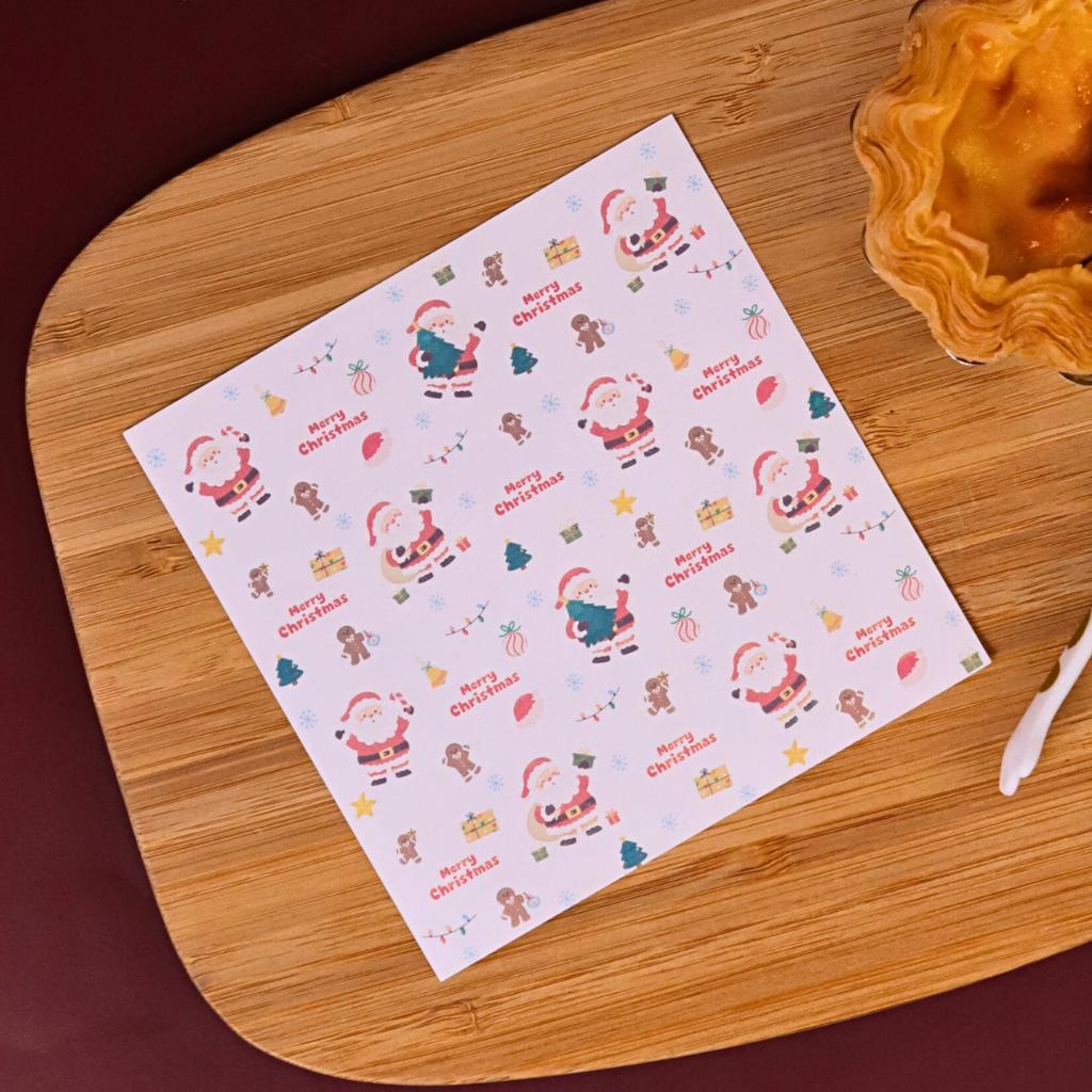 กระดาษรองอาหาร ลาย Ginger & Santa ขนาด 12x12 ซม. (ไม่เคลือบ)
