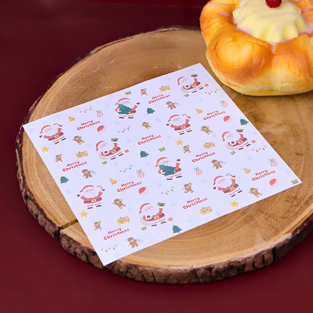 กระดาษรองอาหาร ลาย  Ginger & Santa ขนาด 6x6 นิ้ว (ไม่เคลือบ)