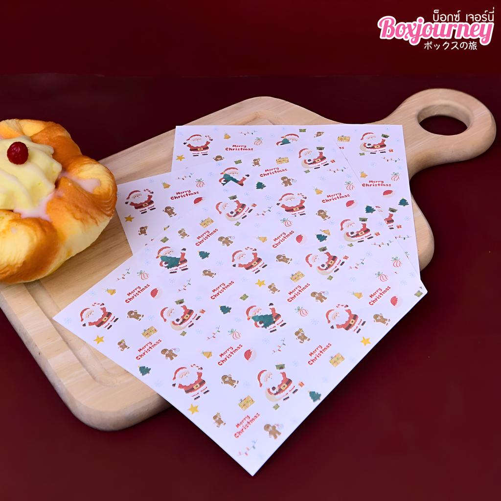 กระดาษรองอาหาร ลาย  Ginger & Santa ขนาด 6x6 นิ้ว (ไม่เคลือบ)
