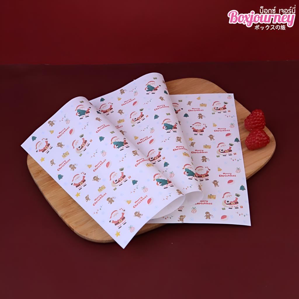 กระดาษรองอาหาร ลาย  Ginger & Santa  ขนาด 6x8 นิ้ว (ไม่เคลือบ)