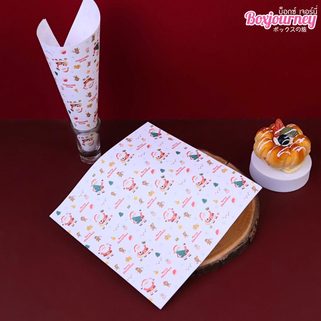 กระดาษรองอาหาร ลาย  Ginger & Santa  ขนาด 8x8 นิ้ว (ไม่เคลือบ)