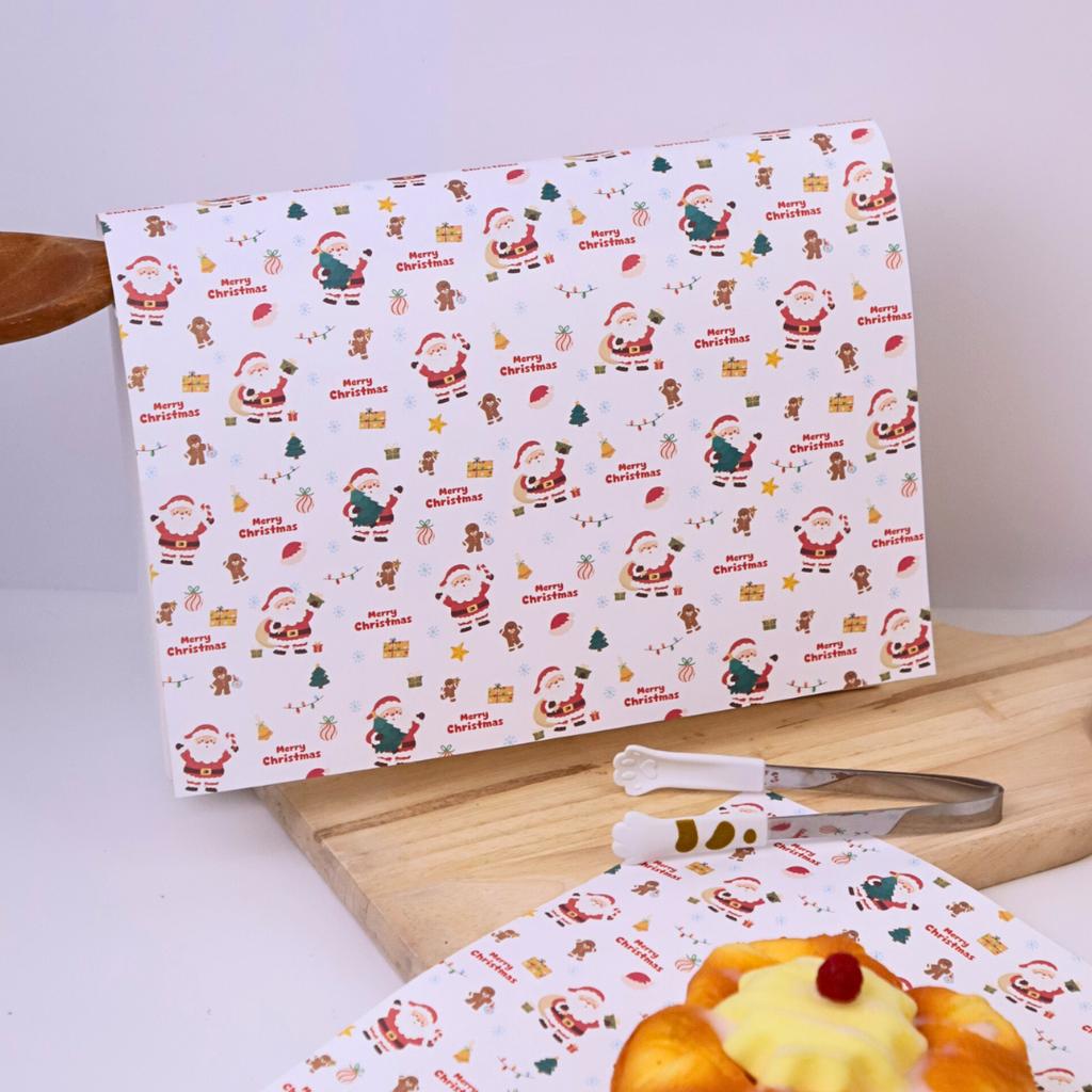 กระดาษรองอาหาร ลาย  Ginger & Santa  ขนาด 10x10 นิ้ว (ไม่เคลือบ)
