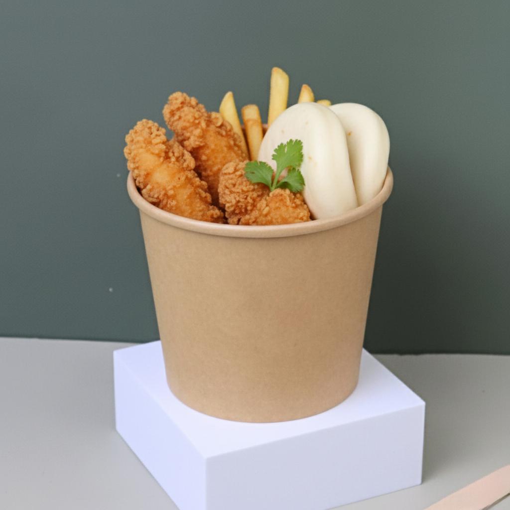 กล่องอาหารกระดาษคราฟท์ ทรงกลม 560ml. (ไม่มีฝา)