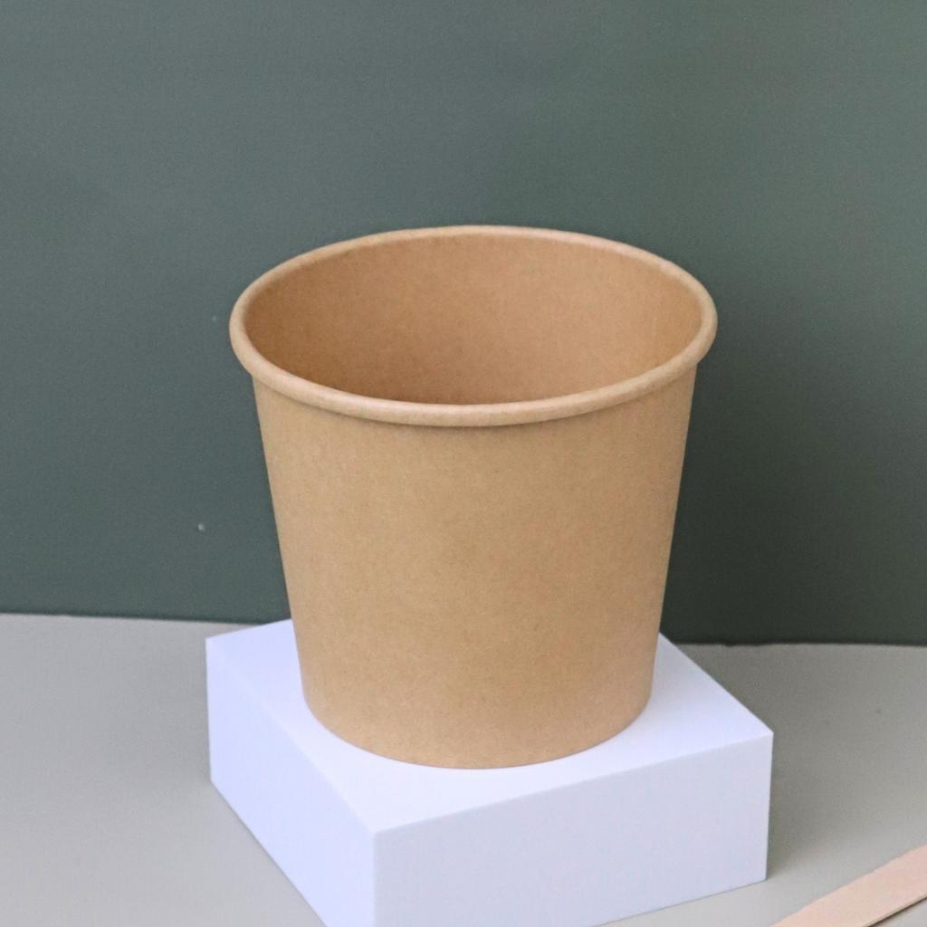 กล่องอาหารกระดาษคราฟท์ ทรงกลม 560ml. (ไม่มีฝา)