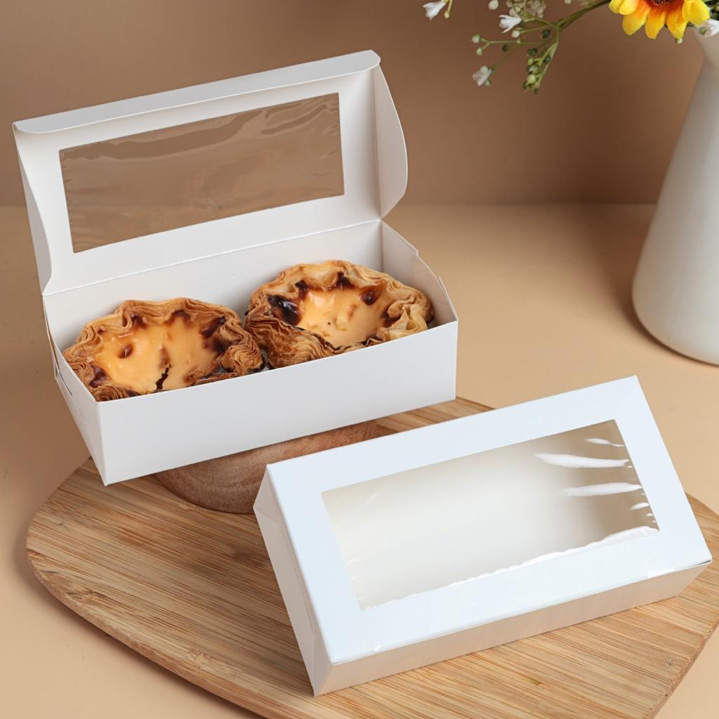 กล่องทาร์ตไข่  สีขาว 7.5x14.5x4 ซม.