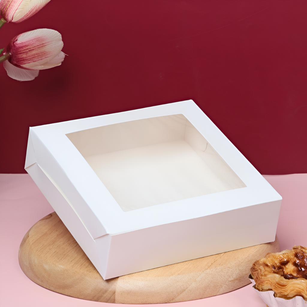 กล่องทาร์ตไข่  สีขาว 14.5x14.5x4 ซม.