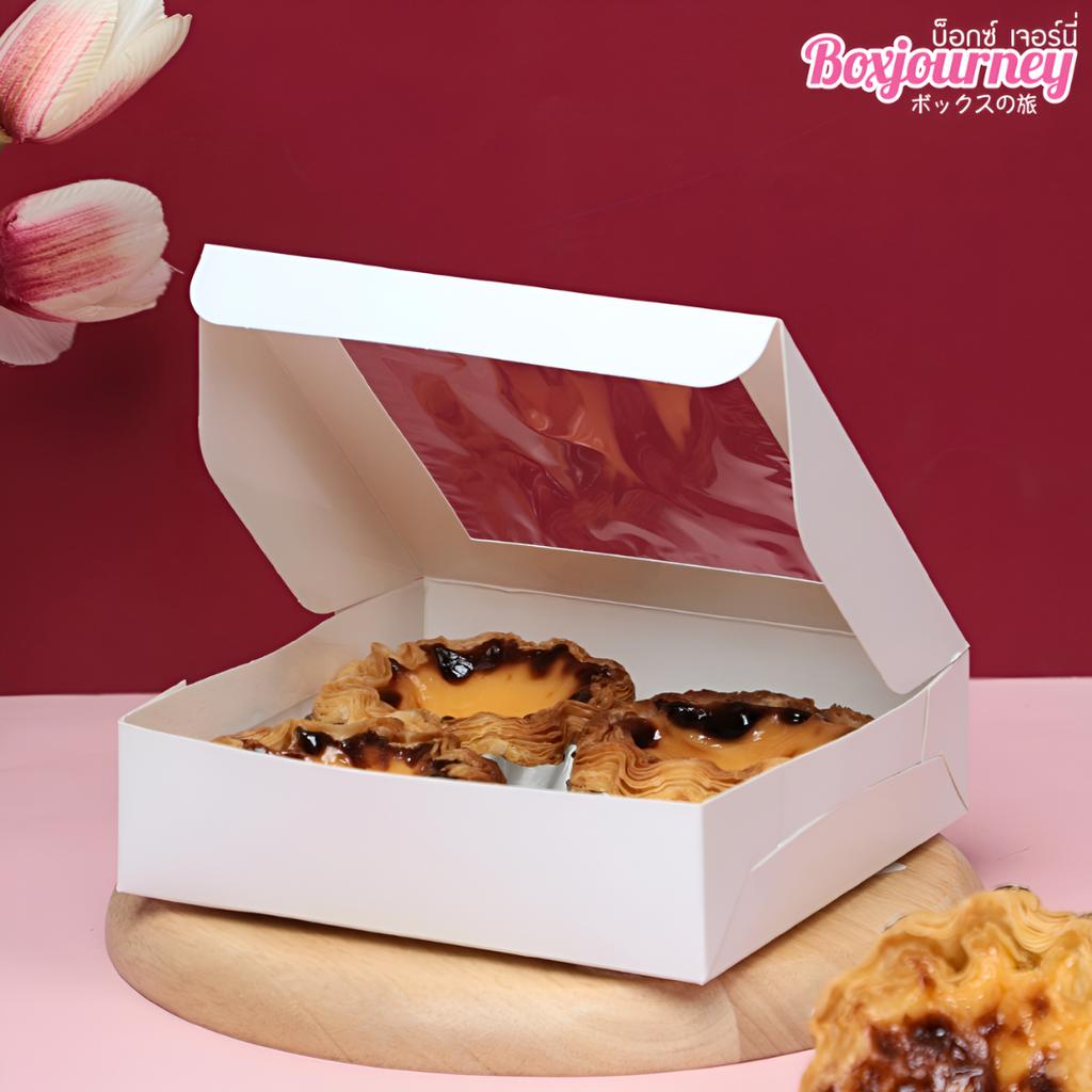 กล่องทาร์ตไข่  สีขาว 14.5x14.5x4 ซม.