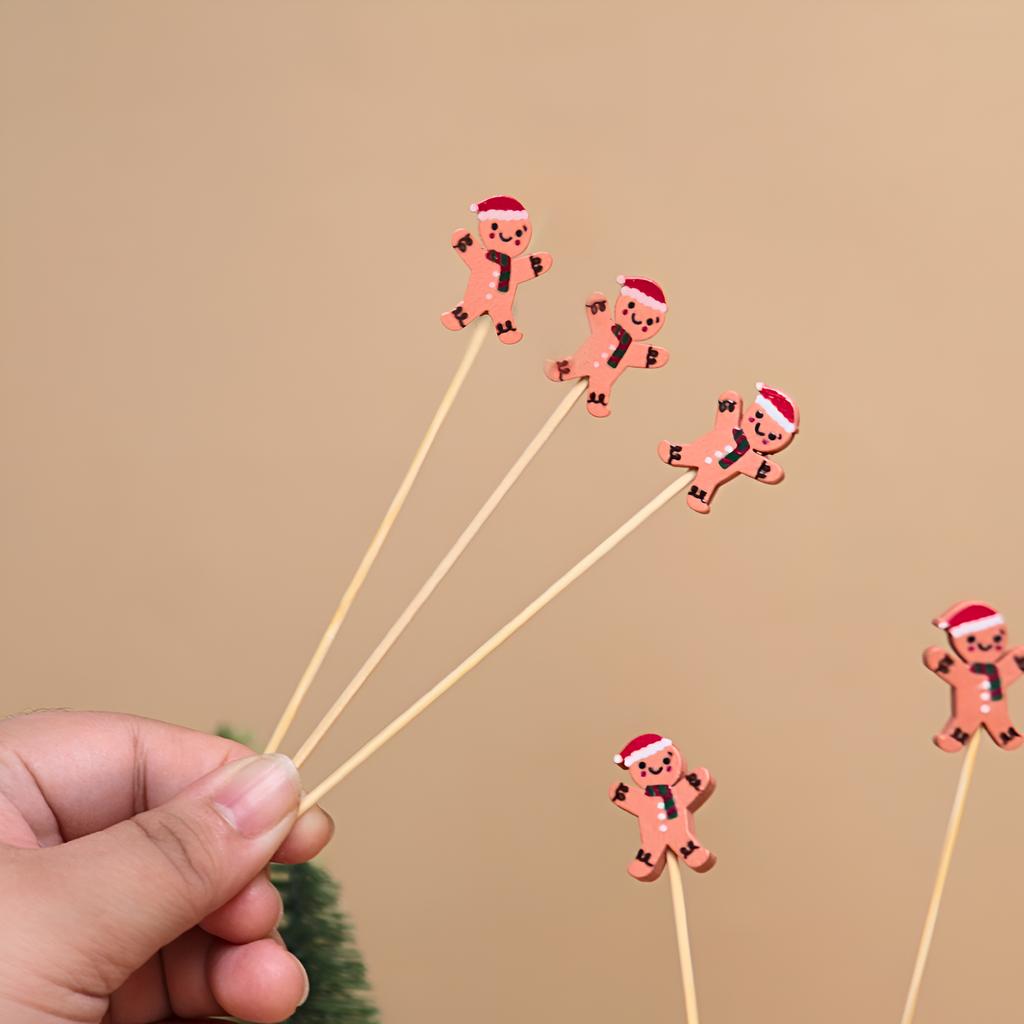 ไม้เสียบแฟนตาซี รูปคุกกี้ขิงซานต้า ยาว 12 ซม.
